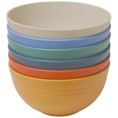 LuckyZone Unbreakable Cereal Bowls - 24 oz Reusable Wheat Straw Bowl Set of 6 -