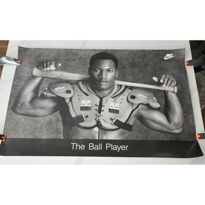 Nike Bo Jackson The Ball Player Poster Vintage Black White Good 80s 90s Rare