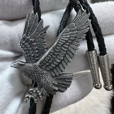 Vintage Siskiyou “Flying Eagle” 1994 USA Silver Pewter Western Bolo Tie