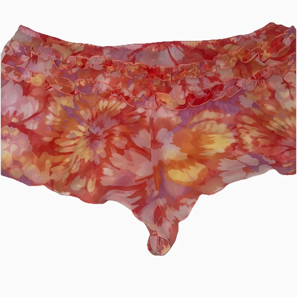 Conjunto de pijama para mujer Ambrielle floral semi transparente con volantes talla 20 2XL Foto 3 de 4