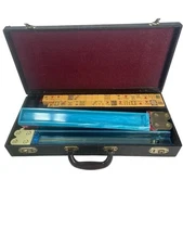 Vintage Lowe NY Mah Jong Set 153 Tiles 5 Trays Crocodile Texture Case