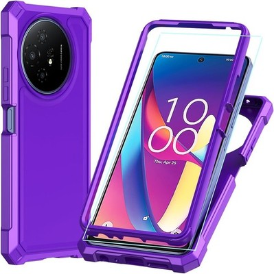 TCL 50 XL/60 XE 5G Purple Case with Glass Protector - 360° Shockproof Protection