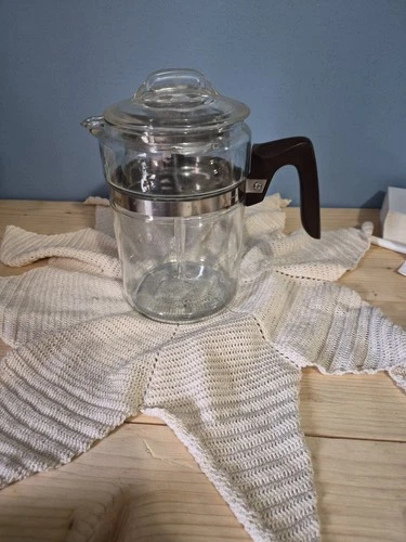 Pyrex Glass Stovetop Coffee Percolator 5 Cup 7826-B Vintage W/glass Stem