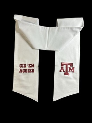 Texas A&M University Cotton Wreath Sash (2 Logos) 35k Stitch