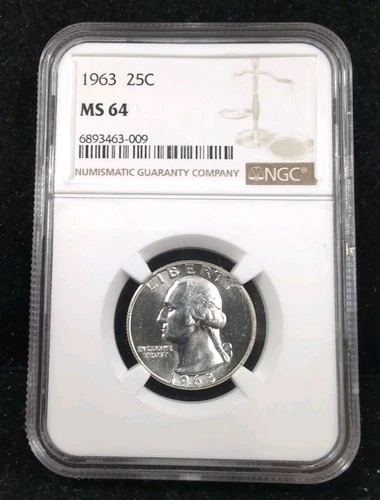 1963 25C NGC MS 64 Washington Quarter 90% Silver 6977