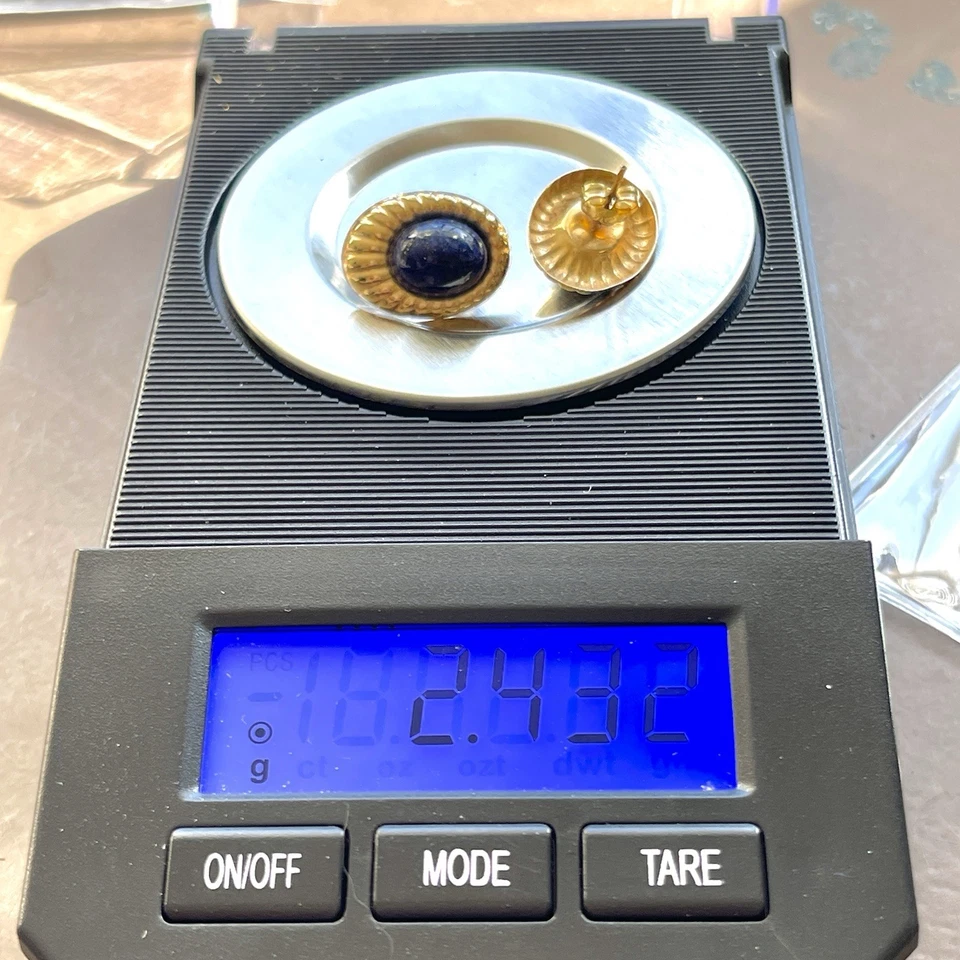 Hermosos Pendientes Poste Lapislázuli Ovalados Oro 14k Foto 3 de 4