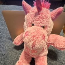Pink Unicorn Plush Stuffed Animal Medium Size with Bow for Valentine's Day