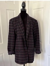 Alfred Dunner Vintage Oversized Dark Navy Plaid Blazer.