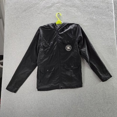 DC Shoes Men Jacket M Black Embroidered Logo Patch Avalanche Button Zipper
