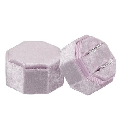 Velvet Ring Box, 2-Slot Octagon Ring Display Box, Light Purple