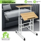 Rolling Laptop Desk Office Computer Table Adjustable Height Stand up Workstation