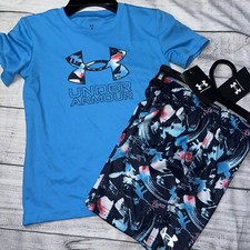 Under Armour Little Boys Red White Blue Dri Fit Outfit Set NEW