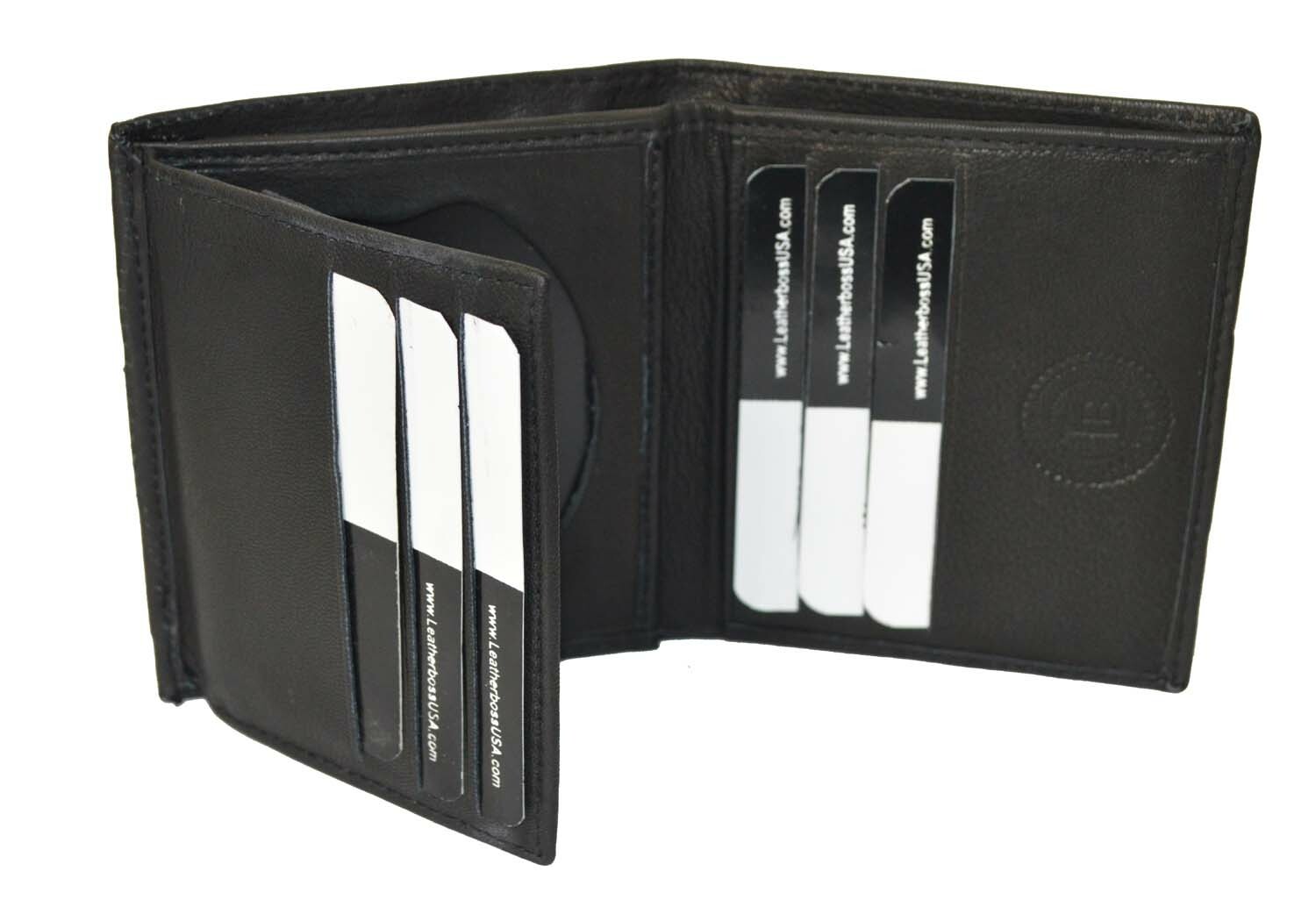 BiFold Badge Holder Wallet, Shield Badge Style with Card Flap by Leatherboss eBay