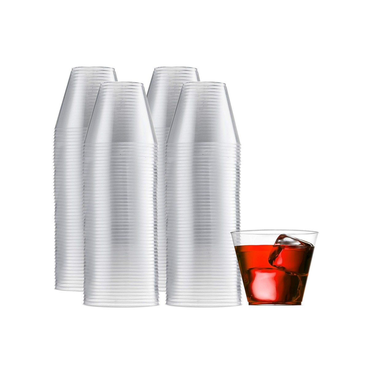 Munfix 200 Clear Plastic Cups 9 Oz Old Fashioned Tumblers Fancy Disposable  We... | eBay