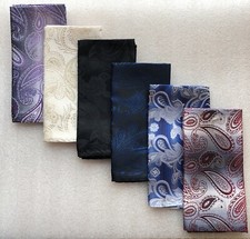 6 Pack Mens Pocket Squares 10.5  Paisley Unique Bundle Wedding Suit Crafting