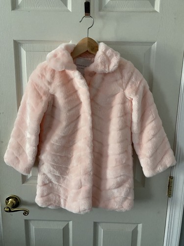 Janie and Jack Girls Pink Faux Fur Coat Size 5 to 6 NWT Winter Party Holiday