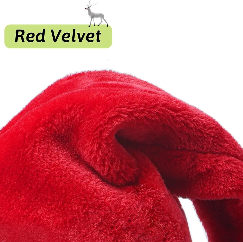 Chapéu de Papai Noel Natal para Adultos/Crianças Unissex Veludo Clássico Férias Chapéu de Papai Noel - Imagem 3 de 4