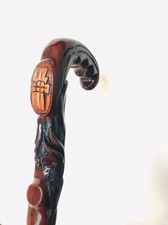 New Christian Cross Engraved Walking Stick   Handcrafted Wooden Cane with Ergon