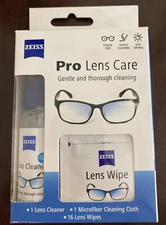ZEISS Pro Lens Care Kit Cleaning Cloth 1 oz Eye Glass Cleaner 16 Lens Wipes NEW