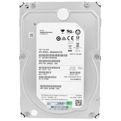【3台セット】HPE MB4000GVYZK 4TB SATA HDD HPE MB4000GVYZK-SC 4TB 7200RPM 3.5in SATA-6G Midline G8 G9