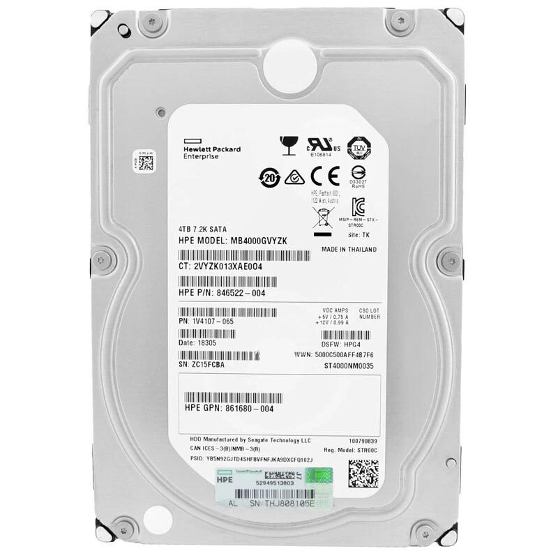 HP MB4000GVYZK 4TB SATA III 6Gbp/s  7.2k 3.5''  846522-004