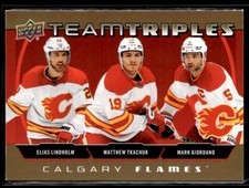 2021-22 Upper Deck Team Triples Gold Elias Lindholm / Matthew Tkachuk / Mark