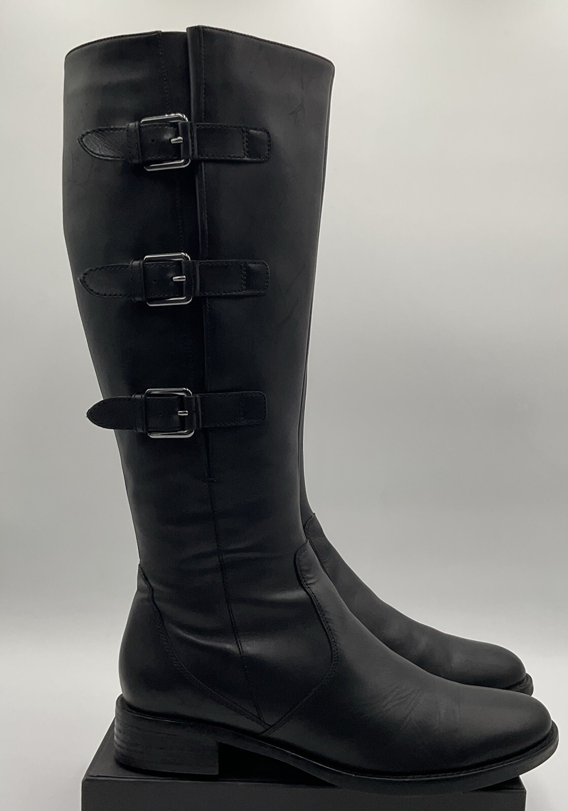 ECCO Women's US 9 EU 40 Leather Black Zipper Strap Buckle Riding Boots