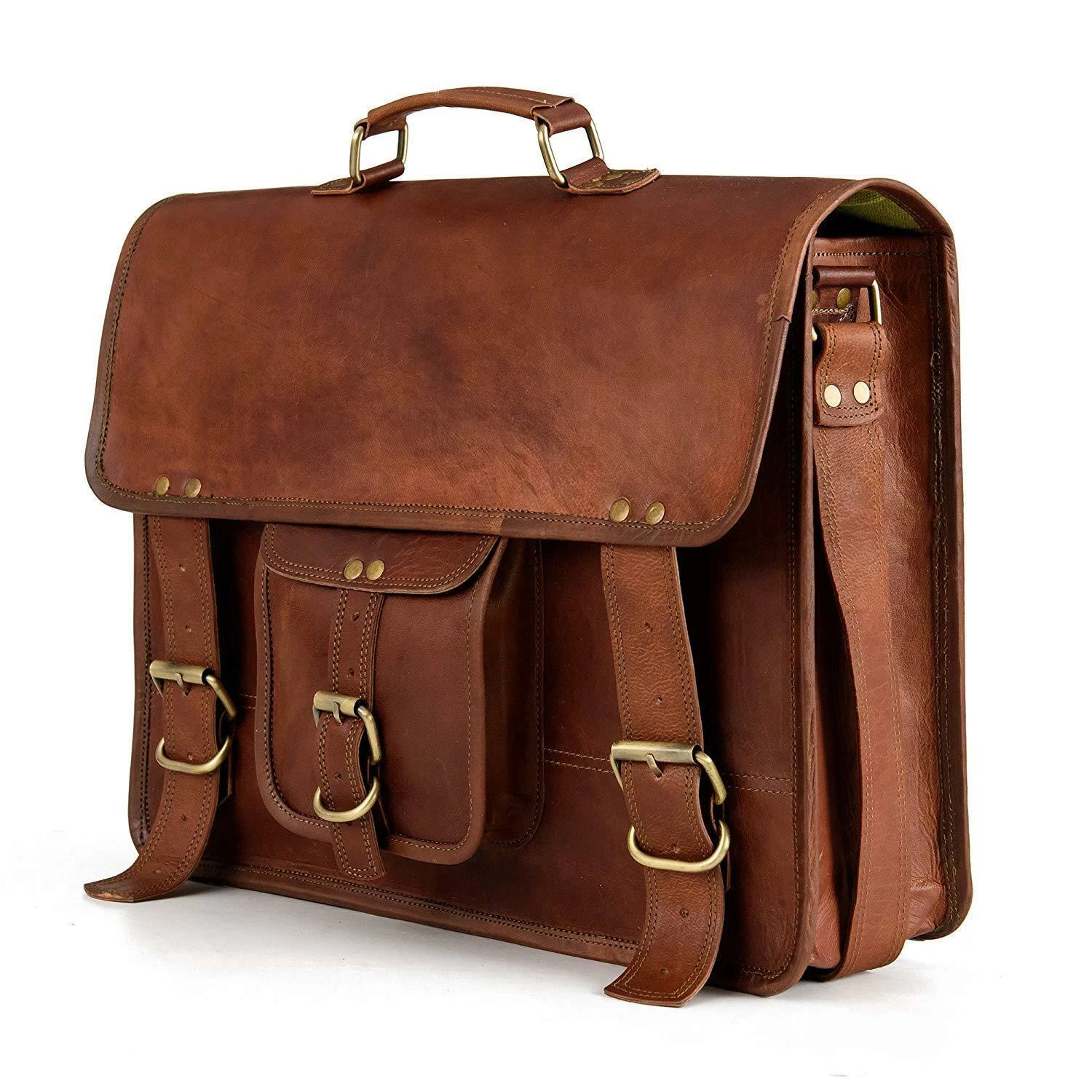 Riche mallette affaires en cuir suprême sac à bandoulière messager sac pour ordinateur portable