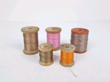 Lot 5 Vintage Belding-Corticelli Wooden Spools of Cotton Thread Used