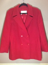 CLASSIC RED PEACOAT Size 12 by PENDLETON Double Breasted 100% Wool Made in USA