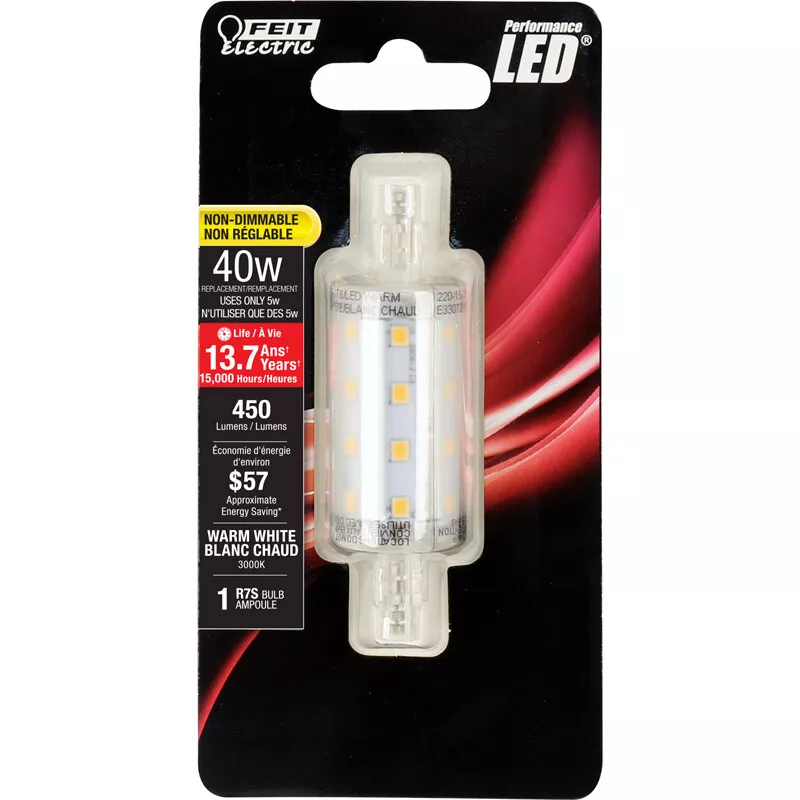 Feit Electric acre Performance LED R7S R7 LED Bulb Warm White 40 Watt Equivalenc