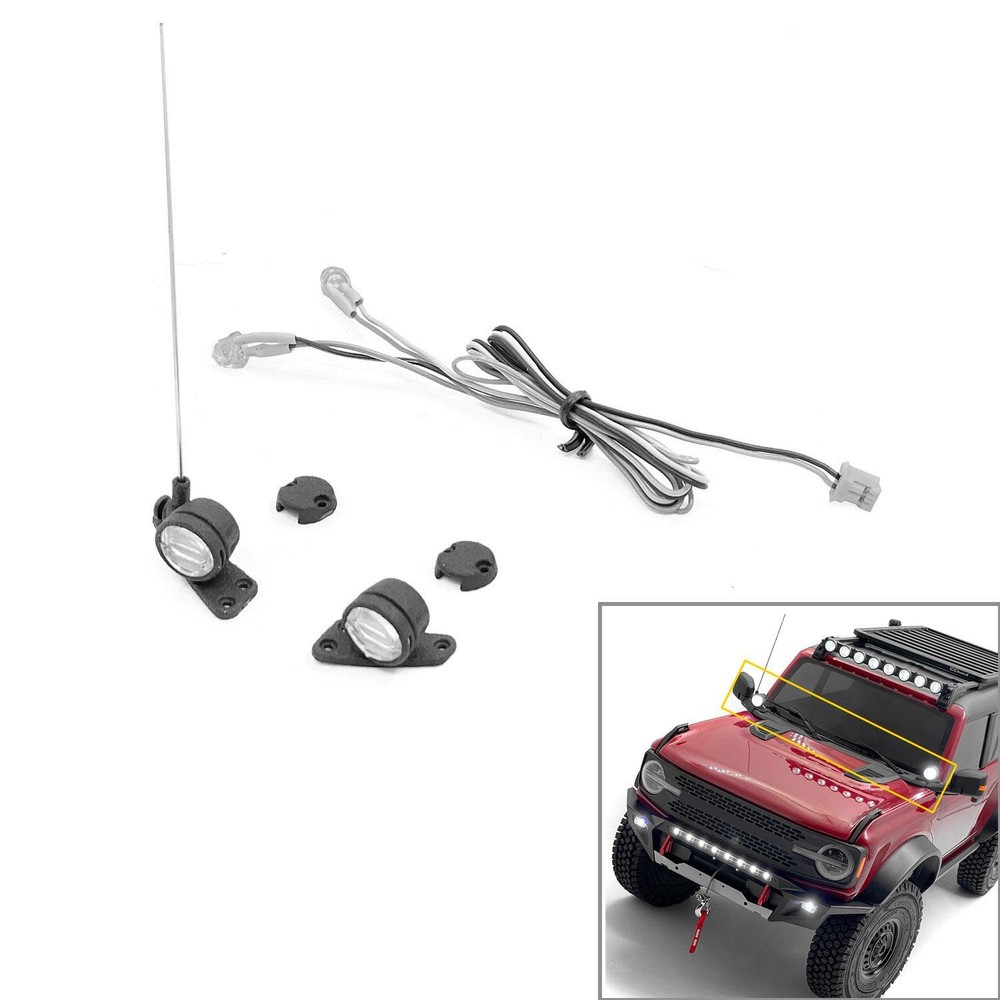 LED Spot Lights with Antenna on   2021 RC 1/10 Racing Crawler Car