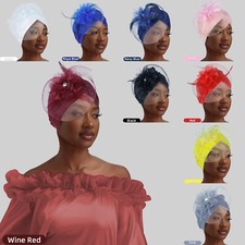 Auto Gele Headtie Wedding Flower Mesh Turban Hats African Nigerian Caps Headwear