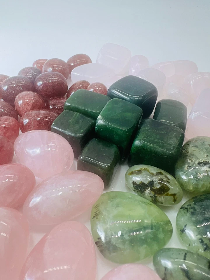 Trommelstein Set 1000gr. Natursteine Edelstein Natur AAA Qualität Herz Chakra - Bild 3 von 4