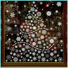 284 Pcs Christmas Window Clings Christmas Window Stickers Snowflake 9 Sheets