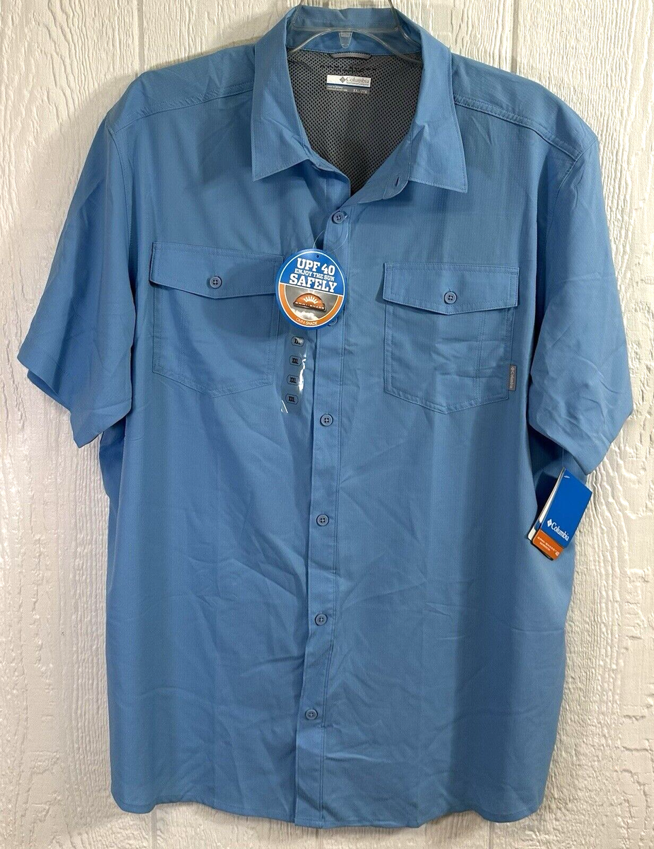 COLUMBIA Omni Shade Shirt Size XXL Blue short sleeve fishing