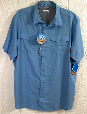 COLUMBIA Omni Shade Shirt Size XXL Blue short sleeve fishing