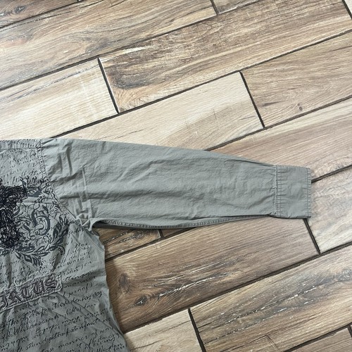 Y2K Attrak Jeans Herren Langarm Hemd mit Knopfleiste XLarge grün bestickt - Bild 6 von 9
