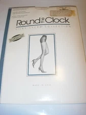 WOMENS ROUND THE CLOCK CONTROL TOP WHITE STOCKINGS PANTYHOSE NYLONS SIZE C