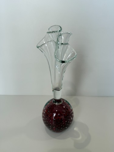 Vintage Murano mundgeblasene Kunstglas lila Blase Knospe Vase, 9" hoch, 3" breiteste
