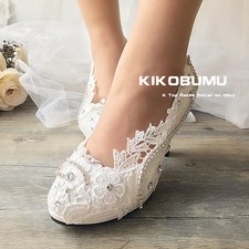 women Wedding Shoes Gems Bridal Bridemaid Flat High Low Kitten Heels