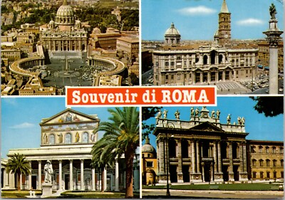 Multiple Views of Rome Italy St. Peter's Square Vintage Postcard spc5