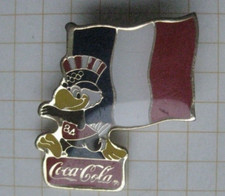 FRANKREICH FLAG / COCA-COLA OLYMPIA LOS ANGELES `84 MASCOT SAM . Spange!!!(B019)