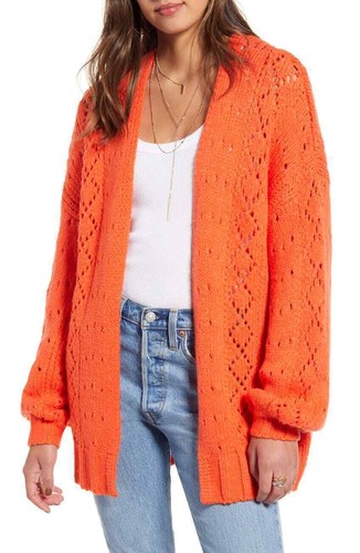 Pointelle Sweater Cardigan Size 