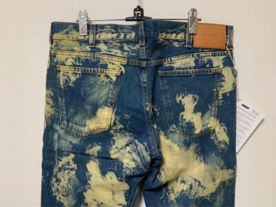 GUCCI Bleach Processing Denim Pants Jeans mens Size 33 Studs