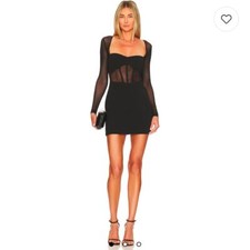 Nookie NMJJ2230 Sade Long Sleeve Mesh Mini Dress Black Size Medium NWT