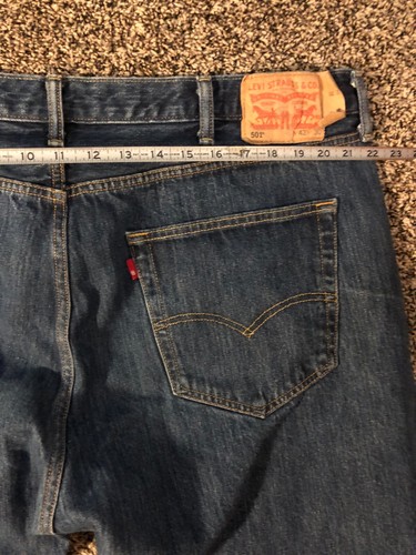 Levis 501 Original Fit Blue Denim Jeans Mens 42x30 Rinse 100% Cotton Button Fly - Picture 7 of 11