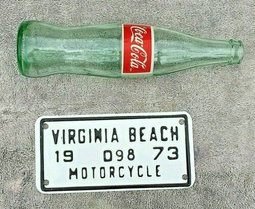 Virginia Beach 1973 DEALER / DEALERSHIP Motorcycle License plate tag # D98   - Picture 1 of 5