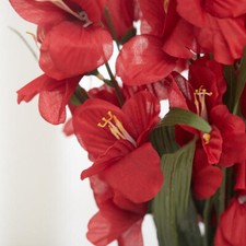 25" Tall Red Artificial Gladiolus Decorative Floral Bush