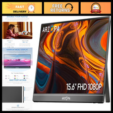 15.6" FHD Portable Monitor - Ultra-Slim IPS Display for Laptop, PC, Xbox, PS5 -